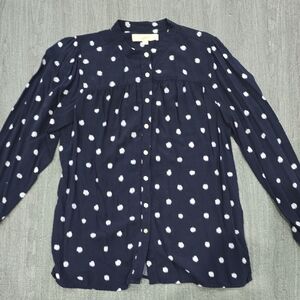 LOFT Womens Dark Blue and White Button Down Shirt. Size Small